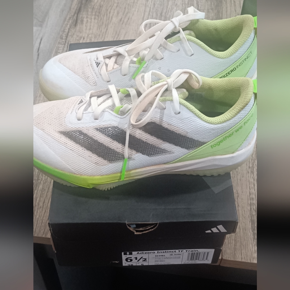 Adidas White and Lime Green Athletic Shoes